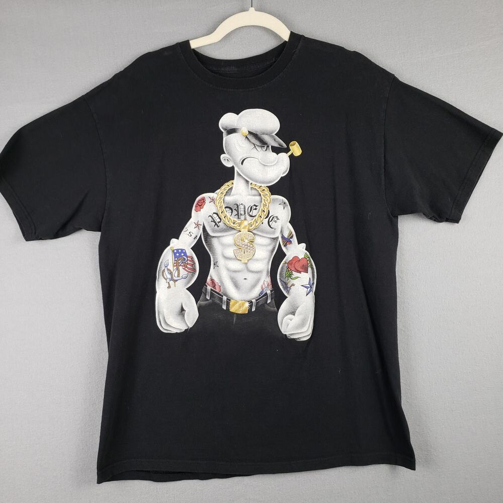 Popeye The Sailor Man Modern Chain Gang Graphic Tee‎ Black Streetwear Hip Hop